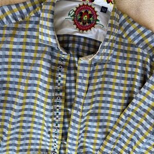 Robert graham gray shirt with blue and yellow accents Dress Shirt